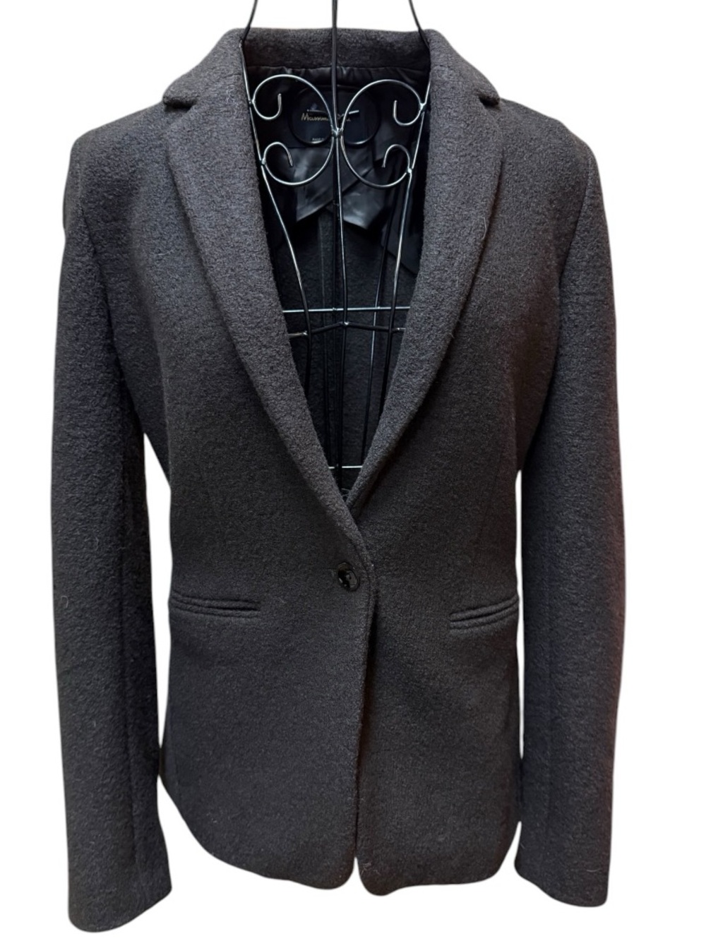 Vintage Massimo Dutti 100% Wool Brown Single-Button Tailored Blazer size 6